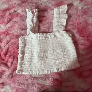 Cute white crop top with ruffles